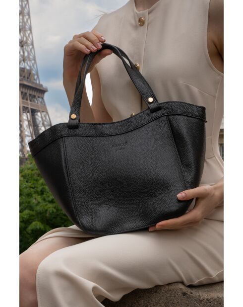 Dana Schwarze Lederhandtasche - 39x23x12 cm