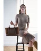 Belly Camel Handtasche aus Veloursleder, 35 x 21 x 12 cm