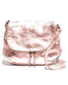 Roze metalen leren schoudertas van Lana - 29x20x6 cm