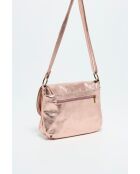 Roze metalen leren schoudertas van Lana - 29x20x6 cm