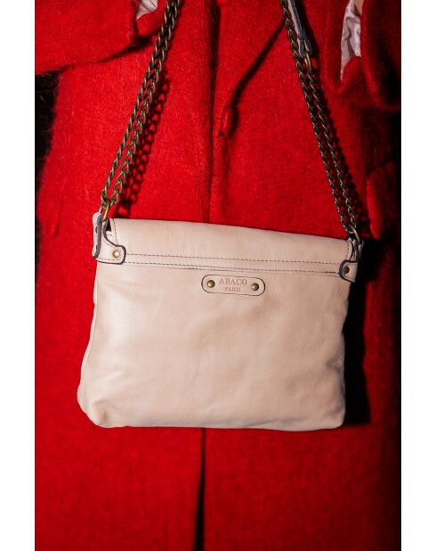 Sac bandoulière en Cuir Diago nude - 26x20x1 cm