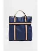 Sac à dos en Cuir Gao Dollaro Bleu Marine - 37,5x9x37 cm