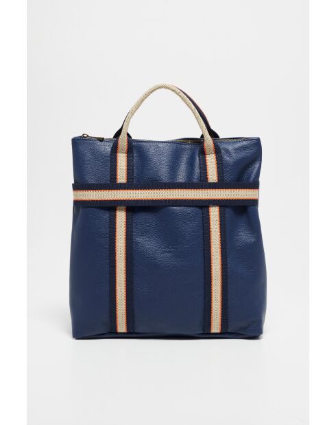 Sac à dos en Cuir Gao Dollaro Bleu Marine - 37,5x9x37 cm