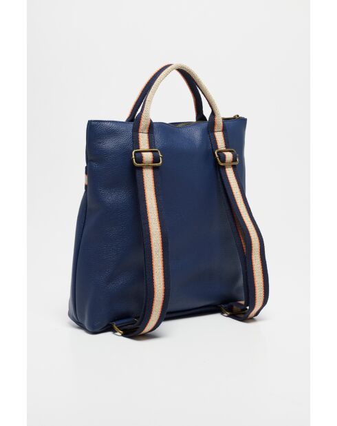 Sac à dos en Cuir Gao Dollaro Bleu Marine - 37,5x9x37 cm