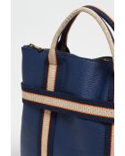 Sac à dos en Cuir Gao Dollaro Bleu Marine - 37,5x9x37 cm