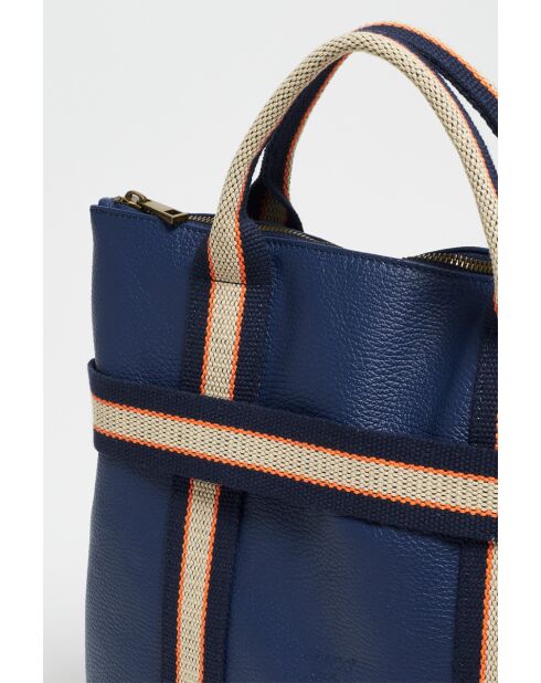 Sac à dos en Cuir Gao Dollaro Bleu Marine - 37,5x9x37 cm