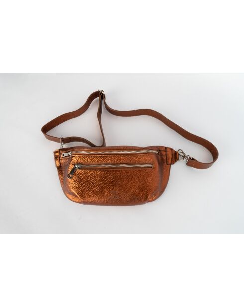 Marsupio Tena in pelle color bronzo metallizzato - 31x14x4,5 cm