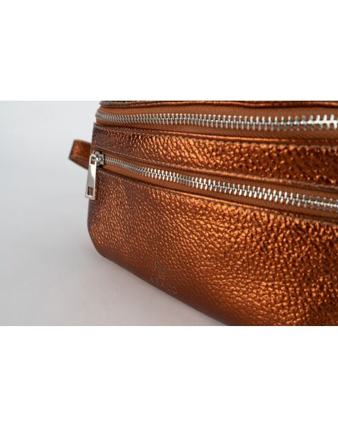 Marsupio Tena in pelle color bronzo metallizzato - 31x14x4,5 cm