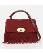 Louis Schultertasche aus burgunderfarbenem Samt aus Leder - 28x20x9 cm