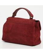 Louis Schultertasche aus burgunderfarbenem Samt aus Leder - 28x20x9 cm