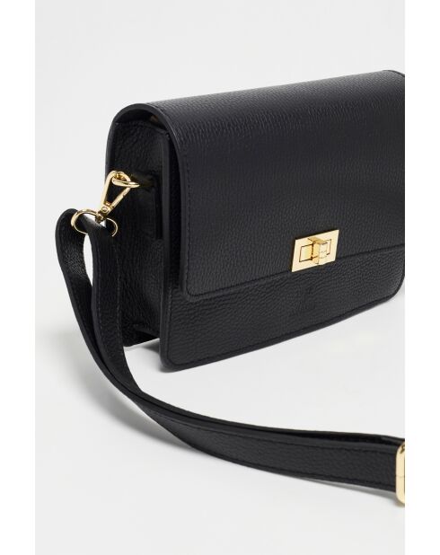 Bolso de hombro de piel Gaya negro - 22,5 x 16,5 x 6,5 cm