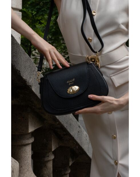 Black Fae leren schoudertas - 26x18x9 cm