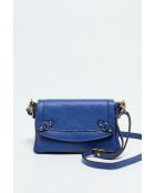Borsa a tracolla Joe in pelle blu - 20x12,5x3 cm