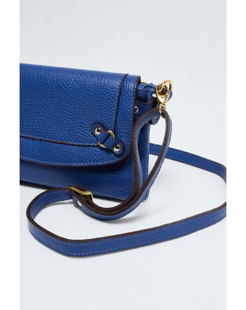 Joe blaue Schultertasche aus Leder - 20x12,5x3 cm