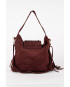 Bandolera Vega de piel aterciopelada burdeos - 26x33x11 cm