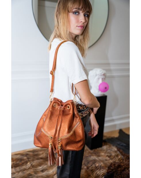 Beth leren emmertas licht brons - 24x25x13 cm