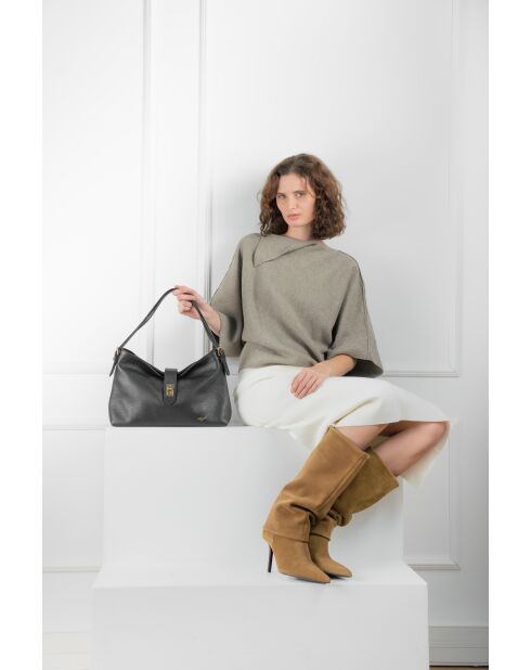 Ellad Schultertasche aus schwarzem Leder - 25x29x9 cm