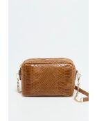 Sac bandoulière en Cuir Cléo Camel - 13x19x8 cm