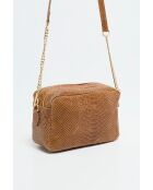 Sac bandoulière en Cuir Cléo Camel - 13x19x8 cm