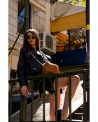 Sac bandoulière en Cuir Cléo Camel - 13x19x8 cm