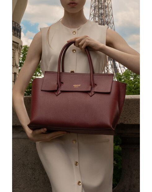 Sac à main en Cuir Irena Bordeaux - 40x25x9 cm