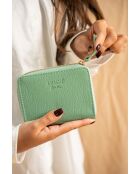 Mini-Portemonnaie aus Gali-Leder in Aquagrün - 12x10 cm