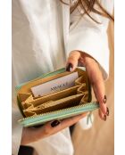 Mini-Portemonnaie aus Gali-Leder in Aquagrün - 12x10 cm