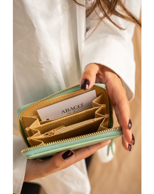 Mini-Portemonnaie aus Gali-Leder in Aquagrün - 12x10 cm