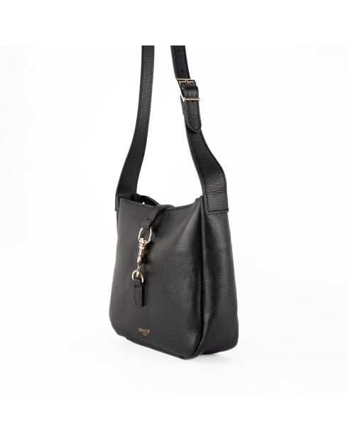 Bandolera de piel lex negra - 21x22x8 cm