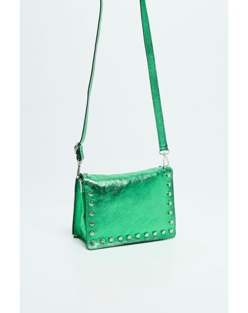 Bolso bandolera de piel verde Iris - 20x16x10,5 cm