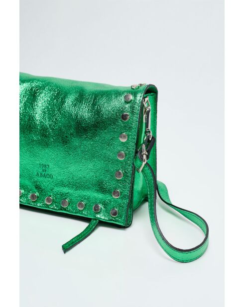 Bolso bandolera de piel verde Iris - 20x16x10,5 cm