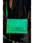 Sac bandoulière en Cuir iris vert - 20x16x10.5 cm