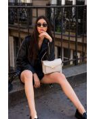 Gebroken witte amberkleurige crocos leren schoudertas - 23x15,5x6 cm