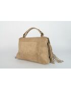Neva Light Taupe fluwelen leren handtas - 41x35x15 cm