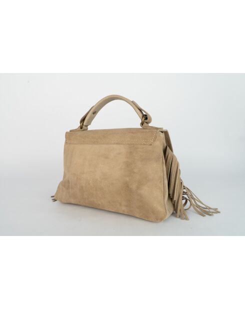 Neva Light Taupe fluwelen leren handtas - 41x35x15 cm