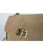 Neva Light Taupe fluwelen leren handtas - 41x35x15 cm