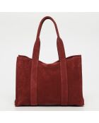 Isa bordeauxrode leren fluwelen draagtas - 37x 24x11 cm