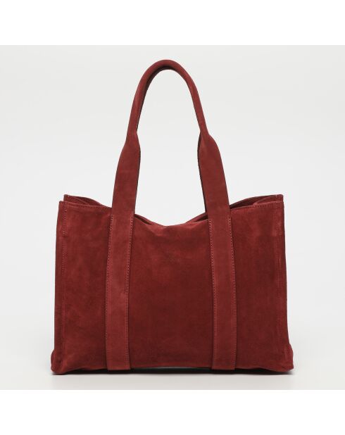 Isa bordeauxrode leren fluwelen draagtas - 37x 24x11 cm