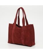 Isa bordeauxrode leren fluwelen draagtas - 37x 24x11 cm