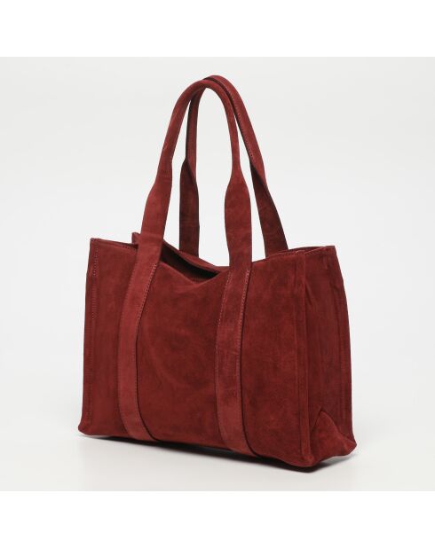 Isa bordeauxrode leren fluwelen draagtas - 37x 24x11 cm