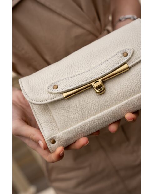 Simone leren schoudertas gebroken wit - 20x13 cm