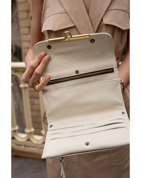 Simone leren schoudertas gebroken wit - 20x13 cm