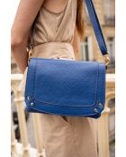 Sac bandoulière en Cuir bayne bleu - 22,5x16x3,5 cm