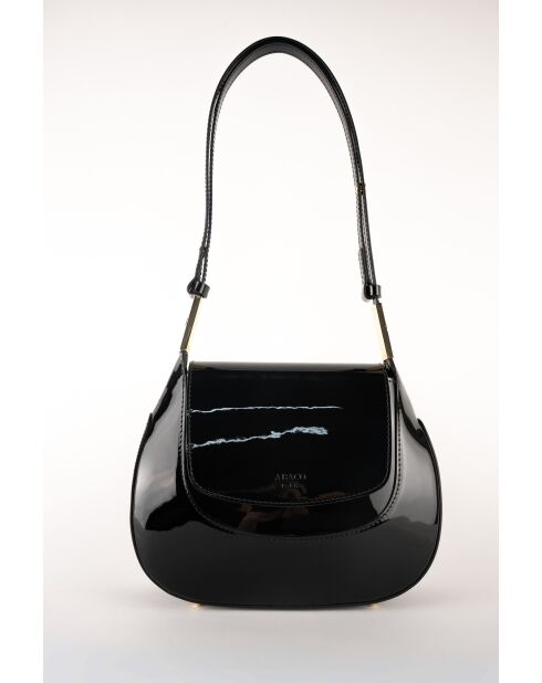 Wayne schwarze Schultertasche aus Leder - 22x22x7 cm