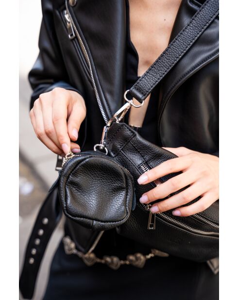 Marsupio Tena in pelle nera - 31x14x4,5 cm