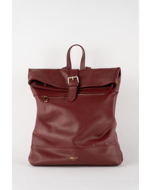 Burgunderfarbener Nash-Lederrucksack - 39x35x9 cm