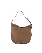 Moss Taupe fluwelen leren schoudertas - 39x33x6 cm