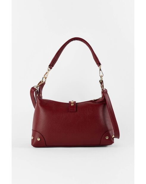 Sac porté épaule en Cuir Jim Bordeaux - 26x17x7 cm