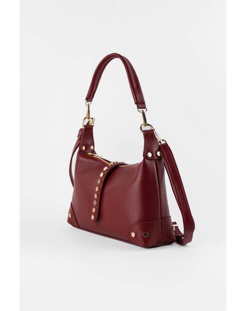 Sac porté épaule en Cuir Jim Bordeaux - 26x17x7 cm
