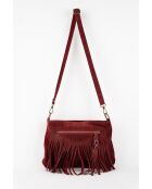 Nox Schultertasche aus Veloursleder in Burgunderrot, 22 x 28 x 2 cm